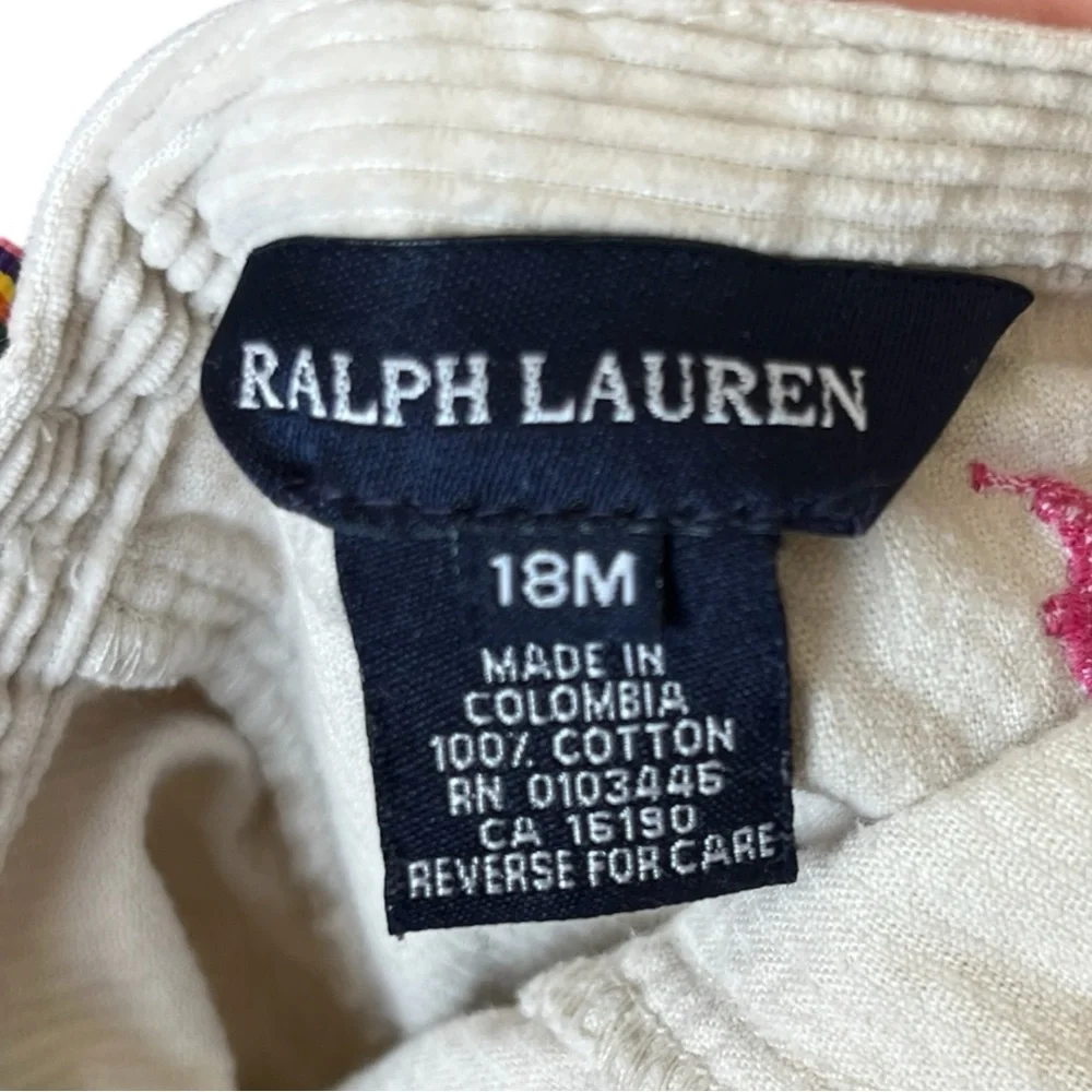 Ralph Lauren Kids Corduroy Pants Straight Leg Cotton Youth Size 18 Months 18M